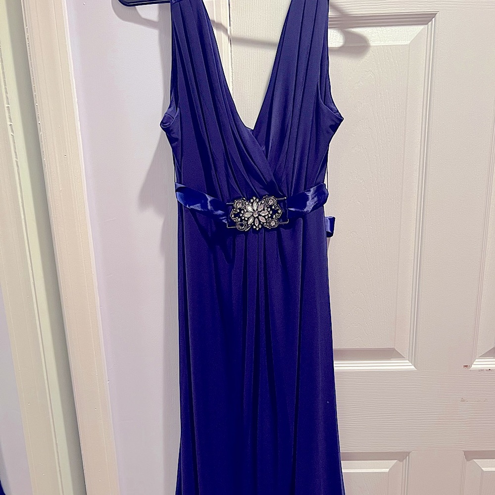 Scarlett Nite Deep Purple Cocktail Dress with Satin and Rhinestone belt